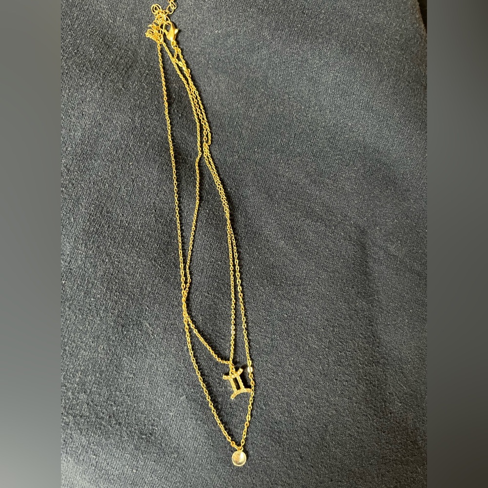 Gemini emblem necklace layered chain